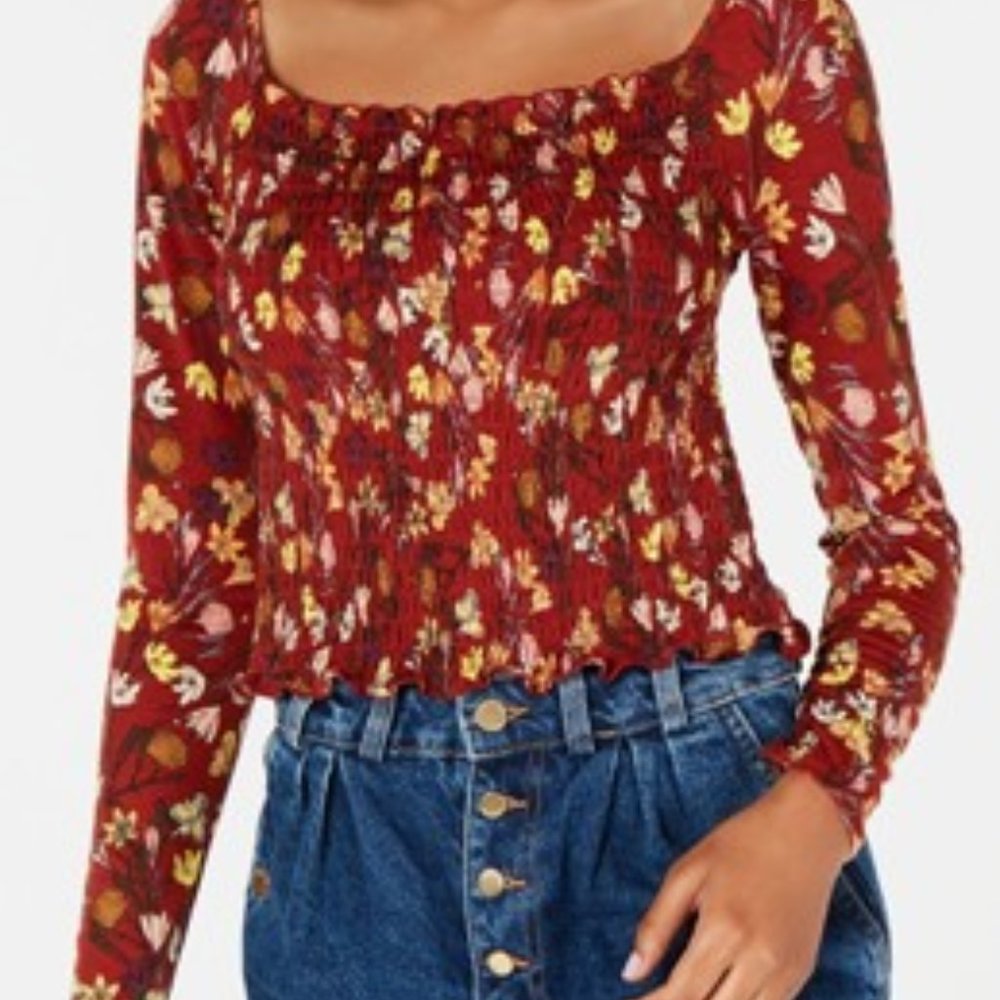 Love, Fire Jrs' Smocked Ruffle-TrimTop NWT